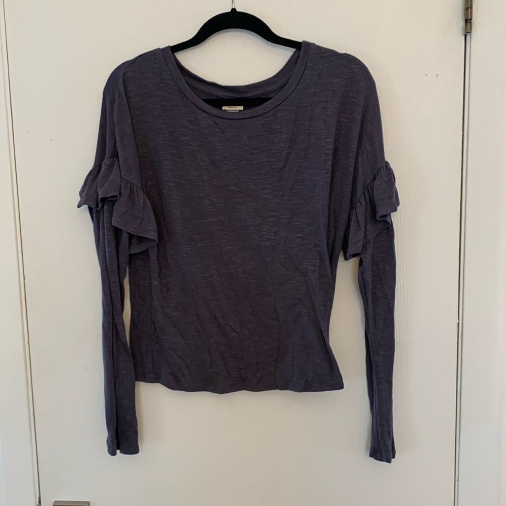 Mossimo Women’s Purple Knit Long-Sleeve Top - Ruffle Sleeve Detail, Size Medium